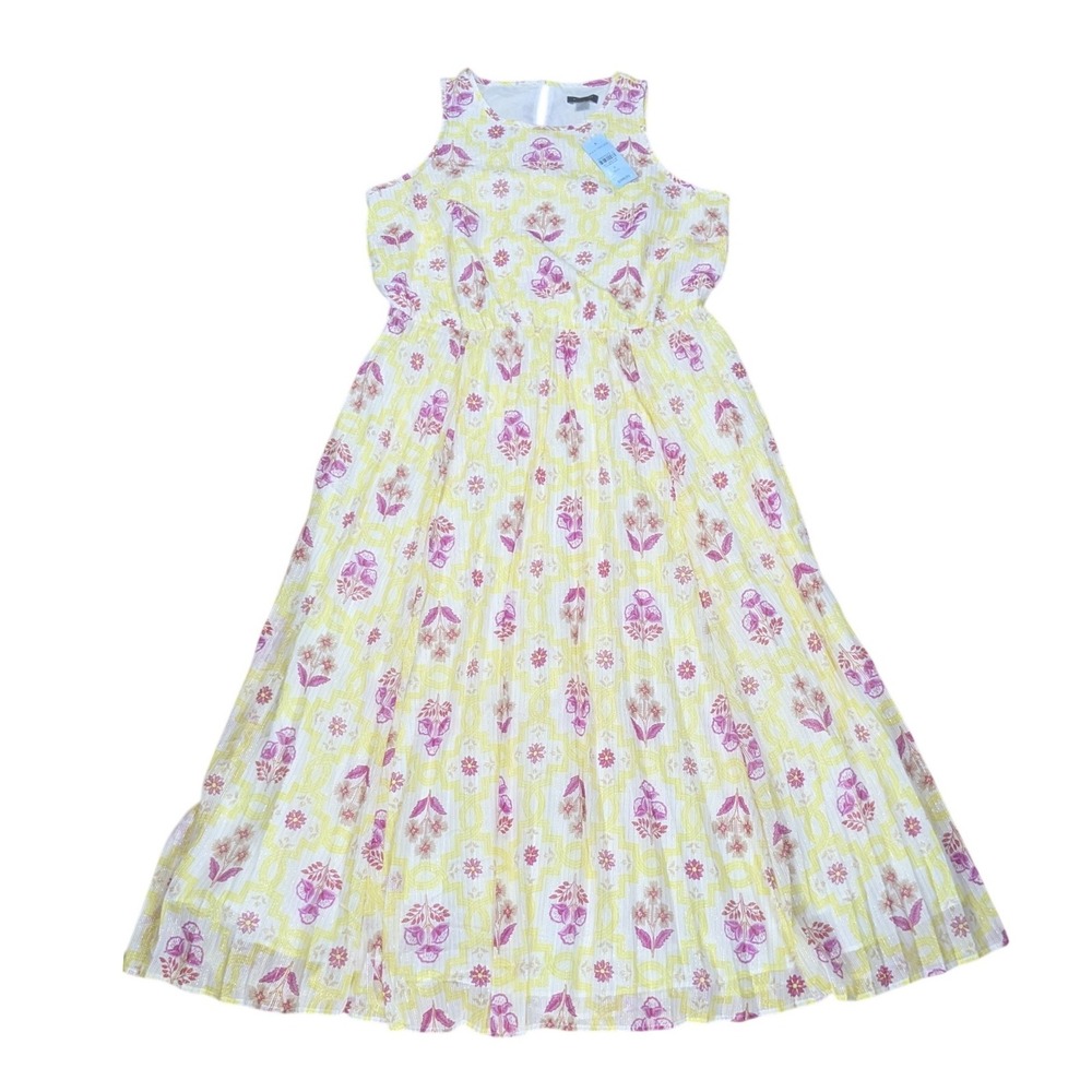 NWT Ann Taylor Maxi Dress Yellow Floral Cottage Feminine Retro Women's 4 Petite